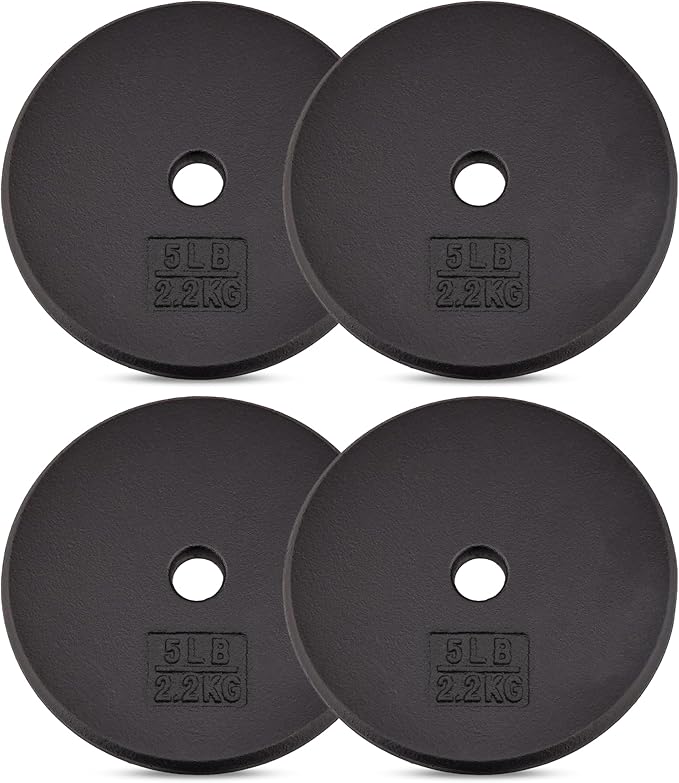 Yes4All Standard 1" Cast Iron Weight Plate - Ideal for Strength Training - Multiple Weight: 5LB to 25LB (Single & Set of 4)-StrideForce Fitness