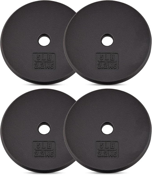 Yes4All Standard 1" Cast Iron Weight Plate - Ideal for Strength Training - Multiple Weight: 5LB to 25LB (Single & Set of 4)-StrideForce Fitness