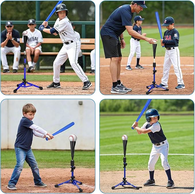 Baseball Tee for Kids,Youth Stand Set,Teeball Set,Youth Baseball,Softball Batting Tee Set,Easy Adjustable Height-StrideForce Fitness