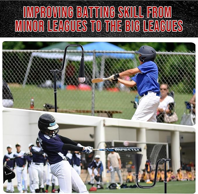 3-In-1 Baseball Softball Batting Tee,5 Hitting Modes To Choose,Auto Reset Baseball Swing Trainner With Tethered Ball,Handrolled Rubber Top,Weighted Base,Height Adjustable Hitting Tee For All Players-StrideForce Fitness