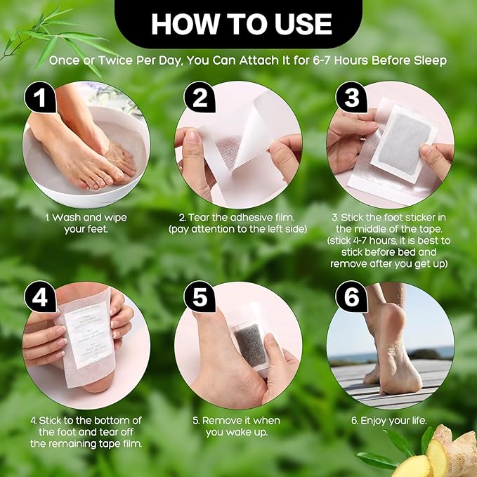 100 Pack Foot Pads, Ginger Oil Bamboo Charcoal, Foot Care Patch Message Deep Cleansing for Stress Relief, Better Rest, Feet Health Patches, Relaxing Muscles-StrideForce Fitness