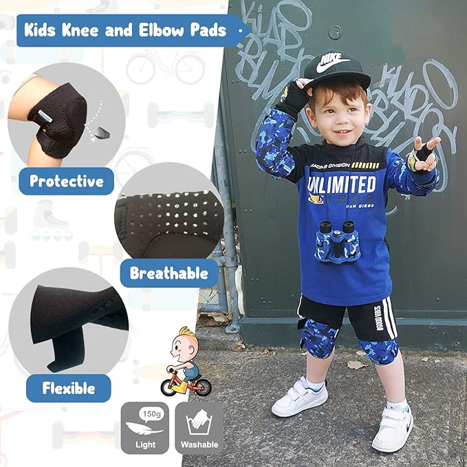Soft-Style Kids Knee and Elbow Pads with Bike Gloves, Flexible Impact-Resistant Gear for Ages 2-11, Designed for Balance Bikes, Roller-Skating, and Skateboarding-StrideForce Fitness