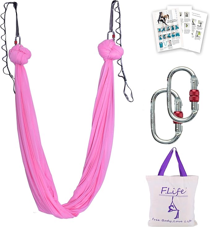 F.Life Aerial Silk Yoga Hammock & Swing for yoga Inversion,Strength training,starter hardware kit-StrideForce Fitness