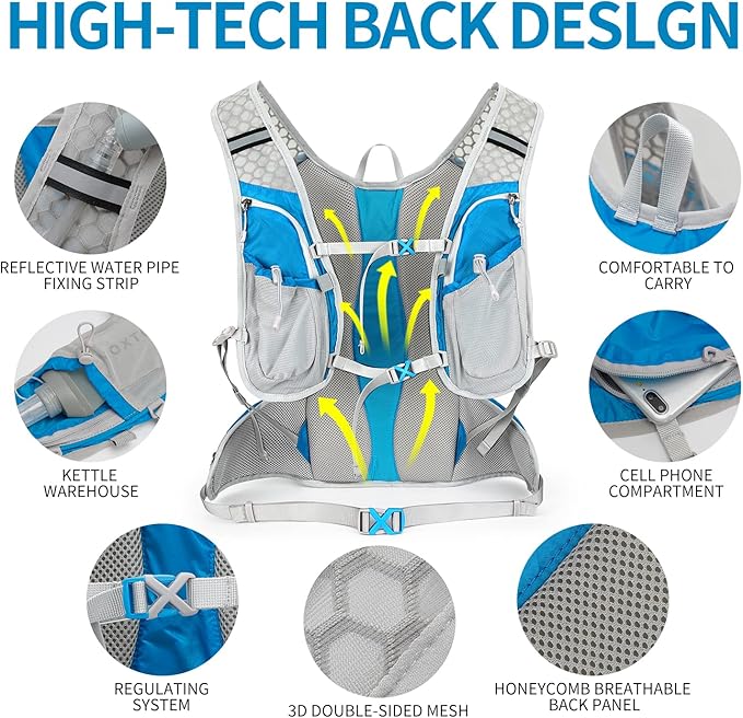 Hydration Pack Backpack, Lightweight Water Backpack with 2L Leakproof Hydration Bladder Daypack for Men Women,Running Hydration Vest for Outdoor Trail-StrideForce Fitness