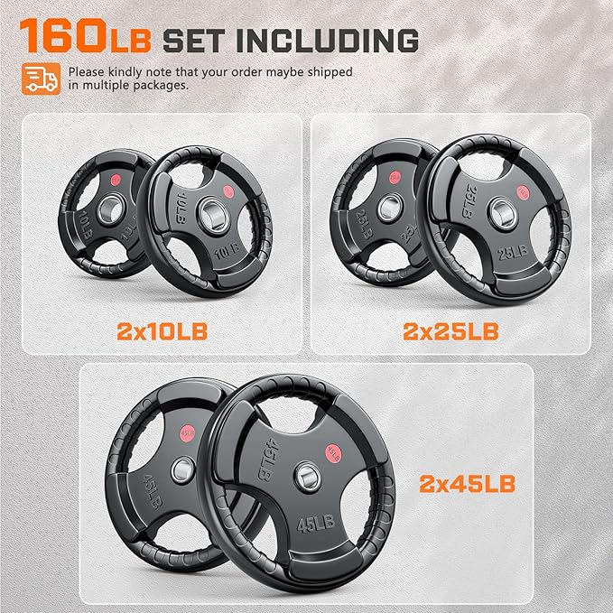 XDDIAS Rubber Weight Plates for Barbell, 2-Inch Olympic Grip Plate for Strength Training, Weightlifting and Bodybuilding in Home & Gym, Solid Cast Iron Weight Plates Pair and Sets-StrideForce Fitness