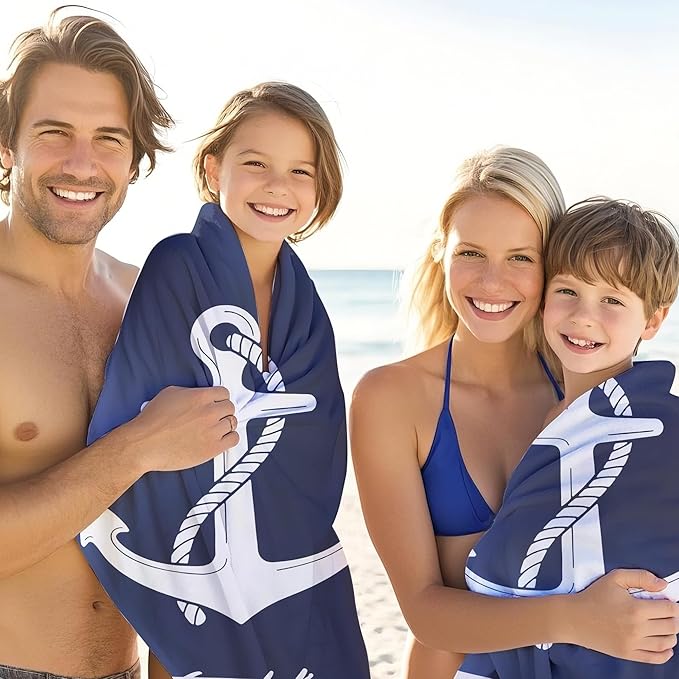 JML Personalized Beach Towel with Name, Custom Anchor Beach Towel, Customized Microfiber Pool Towel, Quick Dry & Absorbent Swim Towel for Adult,Anniversary, Birthday, Summer Holiday,Vacation-StrideForce Fitness
