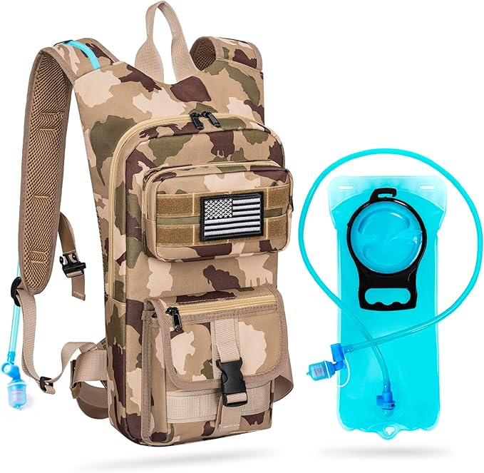Hydration Backpack, Tactical Molle Water with 2L TPU Water Bladder, for Men Women Lightweight Water Backpack, Hydration Pack for Hiking, Biking, Climbing and Hunting-StrideForce Fitness