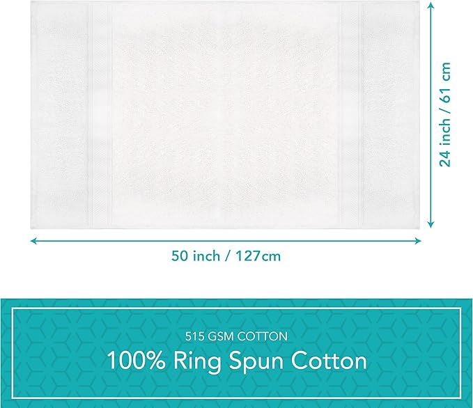 Pleasant Home Bath Towels Set of 6 (24” x 50”) 100% Cotton, 515 GSM | Lightweight, Soft & Absorbent Luxury Towels for Bathroom | for Gym, Pool & Spa | 6 Pack, White-StrideForce Fitness
