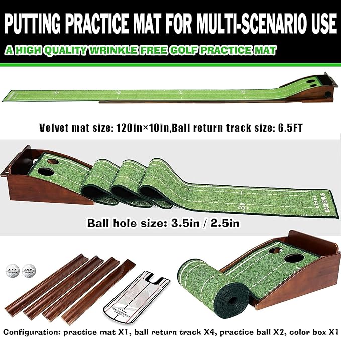Putting Green Indoor Mat Outdoor Golf Putting Mat with Automatic Ball Return - Ideal for Home, Office, and Outdoor Use-StrideForce Fitness