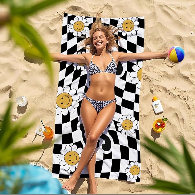 JML Personalized Beach Towel with Name, Custom Flower Beach Towel, Customized Microfiber Pool Towel, Quick Dry & Absorbent Swim Towel for Adult,Mother's Day, Birthday, Summer Holiday,Vacation-StrideForce Fitness