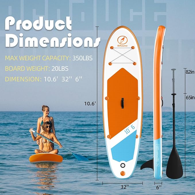 Inflatable Stand Up Paddle Board with SUP Accessories & Backpack. Paddle Boards for Adults. Non-Slip Deck, Wide Stance, Bottom Fin, Double Action Pump.-StrideForce Fitness