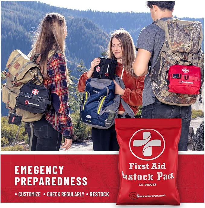 Surviveware 110 Pcs Waterproof Premium Survival First Aid Kit - Survival Emergency Preparedness for Travel Camping Gear, Survival Kit and Outdoor Emergencies - HSA & FSA Eligible Survival Kit-StrideForce Fitness