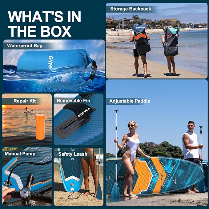 Paddle Board, Inflatable Stand Up SUP Paddle Boards for Adults & Youths of All Skill Levels, Wide & Non-Slip Deck Design Blow Up Paddleboards with Premium Accessories & Storage Bag-StrideForce Fitness