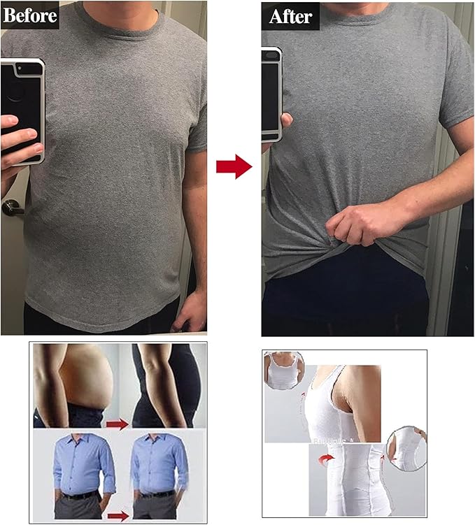 GKVK Mens Slimming Body Shaper Vest Shirt Abs Abdomen Slim-StrideForce Fitness