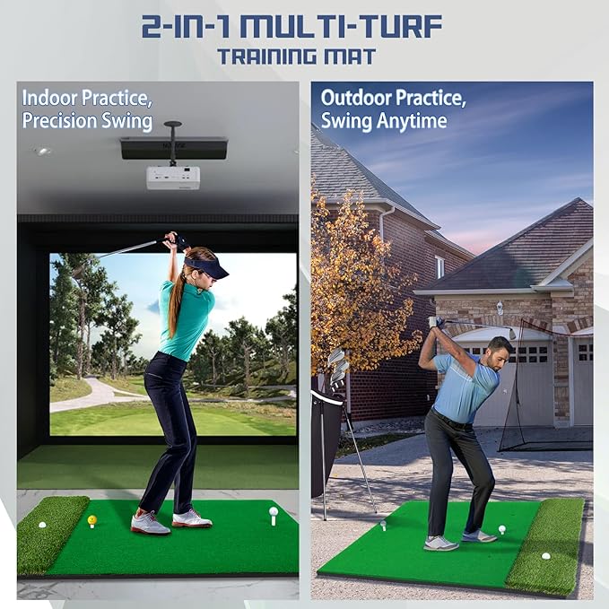 Upgrade Multi-Function Golf Hitting Mat – MyVoice 5x4ft Thickened Mat with Interchangeable Turf, Durable Non-Slip Base for Indoor & Outdoor Practice, Ideal for Golfers of All Levels-StrideForce Fitness