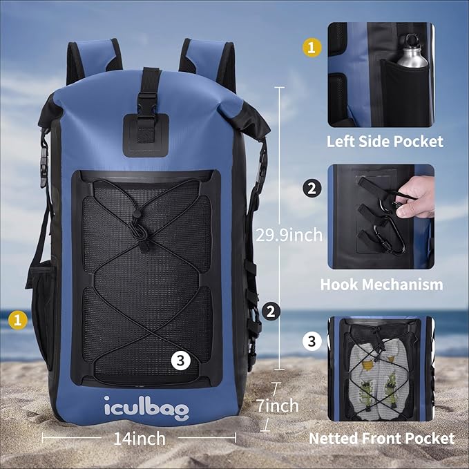 Dry Bags Waterproof Backpack for Women Men Travel Dry Bag Backpack Warterproof Bag for Kayaking Beach Boating 30L/40L-StrideForce Fitness