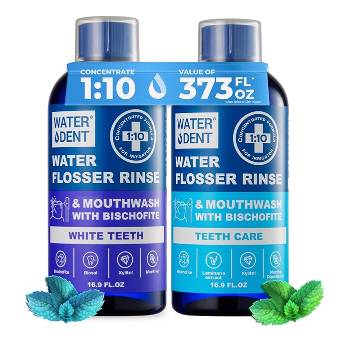 2 Pack - Concentrated Water flosser Rinse & Mouthwash Mint Flavor for Whitening & Teeth Care Alcohol Free, Made in USA