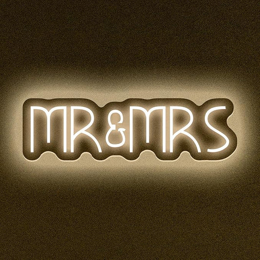 Mr&Mrs Neon Sign for Wedding Neon Light LED Backdrop Wall Decor USB Power Switch with Dimmable Mr and Mrs Sign Wedding Reception Decoration Gift for Anniversary Engagement Banquet (Warm White)-StrideForce Fitness