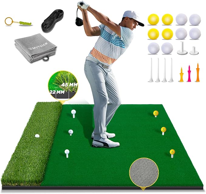 Upgrade Multi-Function Golf Hitting Mat – MyVoice 5x4ft Thickened Mat with Interchangeable Turf, Durable Non-Slip Base for Indoor & Outdoor Practice, Ideal for Golfers of All Levels-StrideForce Fitness