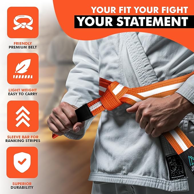 Brazilian Jiu Jitsu Belts Preshurunk Martial Arts Youth BJJ Belts for Girls & Boys with BJJ Ranking Stripes-StrideForce Fitness