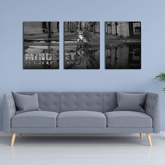 3 Panels Motivational Canvas Wall Art Inspirational Wall Art Entrepreneur Quotes Poster Print Artwork Painting Picture for Framed Home Decoration Living Room office bedroom 36''W x 16''H-StrideForce Fitness