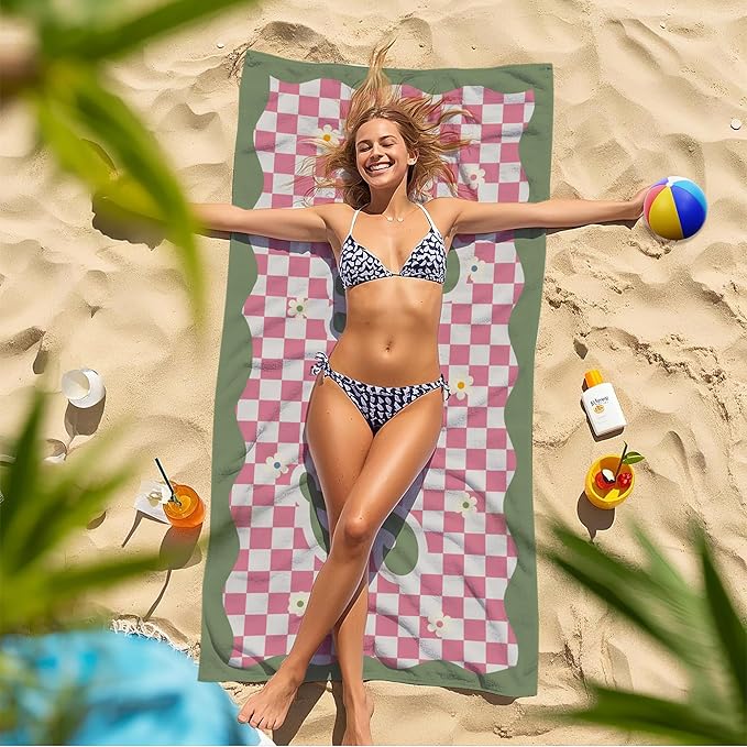 JML Personalized Beach Towel with Name, Custom Flower Beach Towel, Customized Microfiber Pool Towel, Quick Dry & Absorbent Swim Towel for Adult,Anniversary, Birthday, Summer Holiday,Vacation-StrideForce Fitness