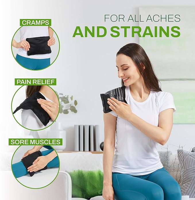 2 Pack Reusable Ice Packs for Injuries - Soft Ice Pack with Velvet Soft Fleece Fabric | Flexible Hot and Cold Gel Ice Pack Set- Cold Packs for Injuries, Knee, Back, Neck Pain - 10 x 6, Black-StrideForce Fitness