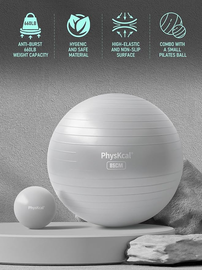 Yoga Ball for Exercise, Pilates Set, 4 Sizes Fitness Ball for Workout, Birthing, Pregnancy, Physical Therapy- Pump Included-StrideForce Fitness