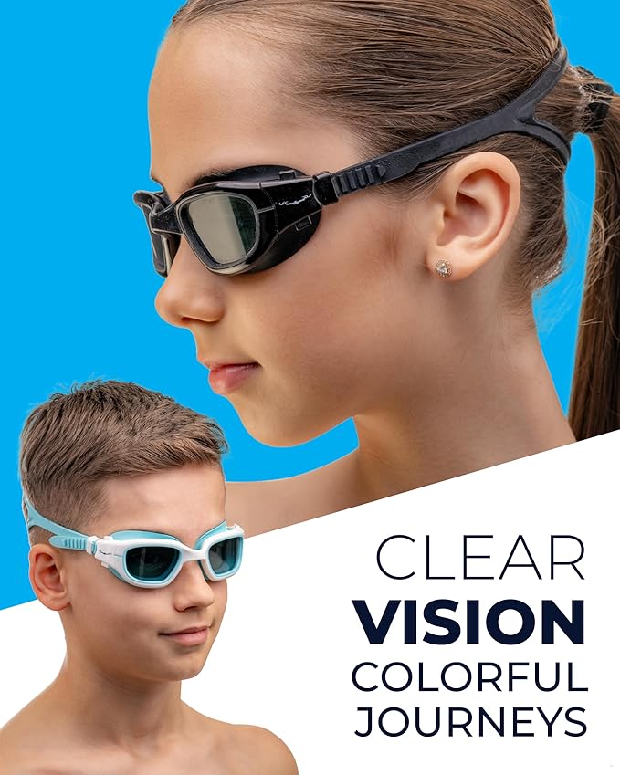 AqtivAqua Swimming Goggles for Kids, MINI-DX Wide View Swim Goggles for Kids Boys Girls, Anti Fog No Leaking-StrideForce Fitness