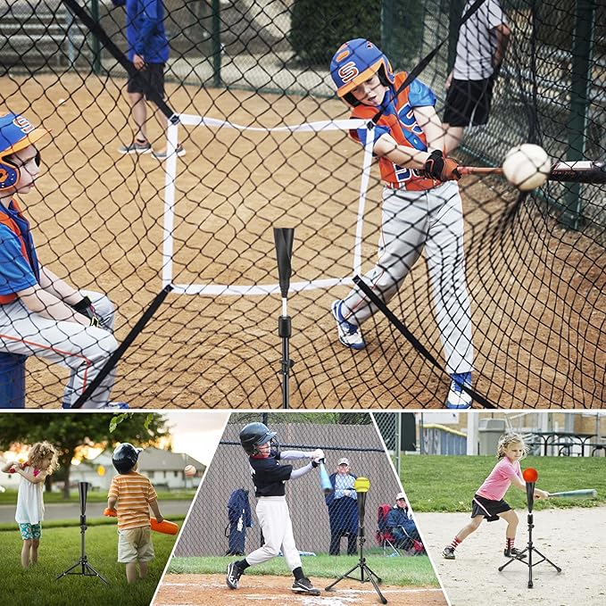 Baseball Tee Batting Tee Softball Tee Portable Travel Hitting Tee,Easy Adjustable Height,Stable Tripod Stand-StrideForce Fitness