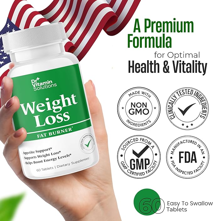 DR VITAMIN SOLUTIONS Fat Burner for Women & Men - Weight Loss Supplements with Green Tea Extract, Chromium, Vitamin B6 - Energy Booster, Belly Fat Burner & Appetite Suppressant Diet Pills - 60 Tablets-StrideForce Fitness
