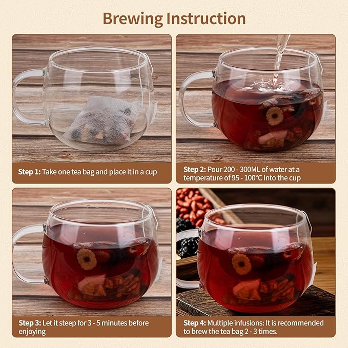 Kidney Tea Formula Ginseng Six Treasure Tea - Natural Chinese Traditional Herbal Ginseng Five Treasures Kidney Detox Cleanse Teabag For Men Women (60 Bags/2 Pack)-StrideForce Fitness