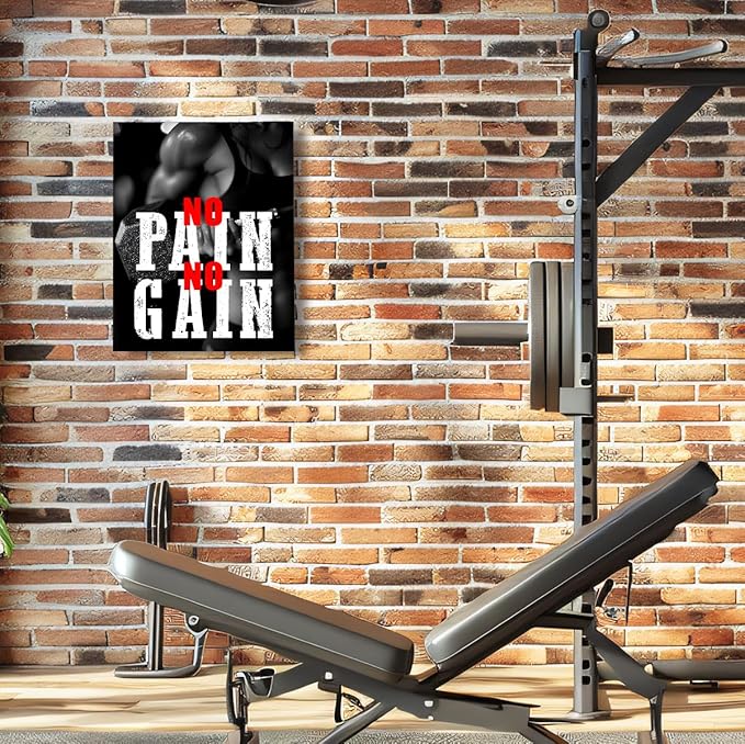 OTINGQD Inspirational Gym Wall Decor,Fitness Quotes Wall Art,No Pain No Gain Canvas Wall Decor for Home Gym-StrideForce Fitness