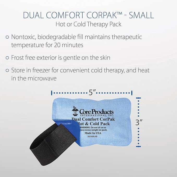 Core Products Dual Comfort CorPak - Reusable hot/Cold Pack for Knee, Back, Shoulder, or Ankle Pain; Use hot or Cold; Made in USA - Size: 3" x 5"-StrideForce Fitness