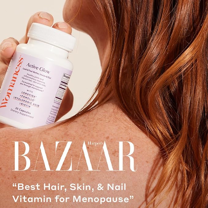 Womaness Active Glow Hair Skin and Nails Vitamins - Biotin, Longvida Curcumin & Hyaluronic Acid Supplements for Joint Health, Dry Skin & Thinning Hair (30 Capsules)-StrideForce Fitness