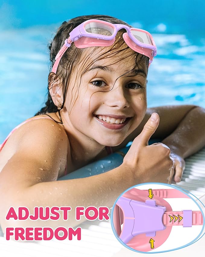 Kids Swim Goggles,Swimming Goggles for Kids 6-14, Anti-Fog UV Protection Pool Glasses for Boys Girls-StrideForce Fitness