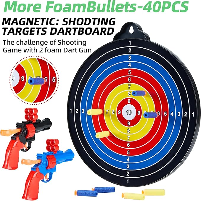 Magnetic Dart Board - 12Magnetic Darts+12Sticky Balls Or 2 Toy Gun+40 Foam Dart,Fun for Family Game and Party with Friends, Christmas Birthday Gifts Toys for 3-12 Year Old Boys-StrideForce Fitness