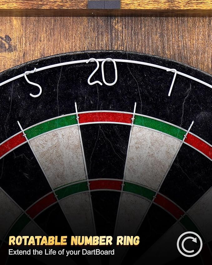 Sisal Dart Board Cabinet Sets, Decorative Dart Boards for Adults [6*Steel Darts] - Wooden Dartboard Cabinet with Integrated Scoreboard for Family Game Rooms-StrideForce Fitness