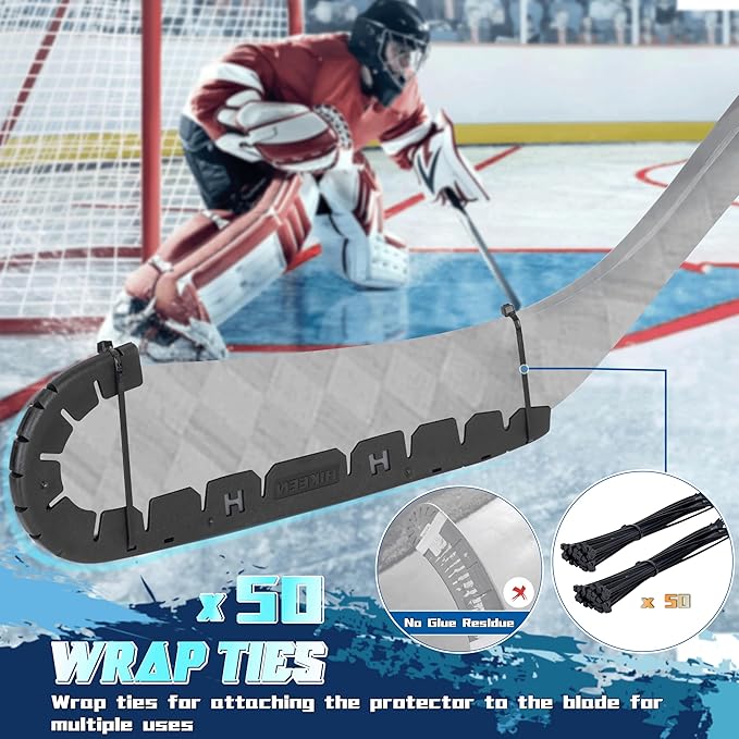 Hikeen Stick Blade Protector with 25 Wrap Ties,Wear-Resistant Hockey Blade Guard for Off Ice Training, Street Hockey, Universal Ice Hockey Traning Fit Kids, Intermediate, Senior Sticks-StrideForce Fitness