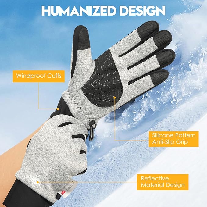 Bruvoalon Winter Gloves for Women & Men, 3M Thermal Insulation, Lycra Fabric, Windproof, Touchscreen, Anti-Slip, Cold Weather-StrideForce Fitness