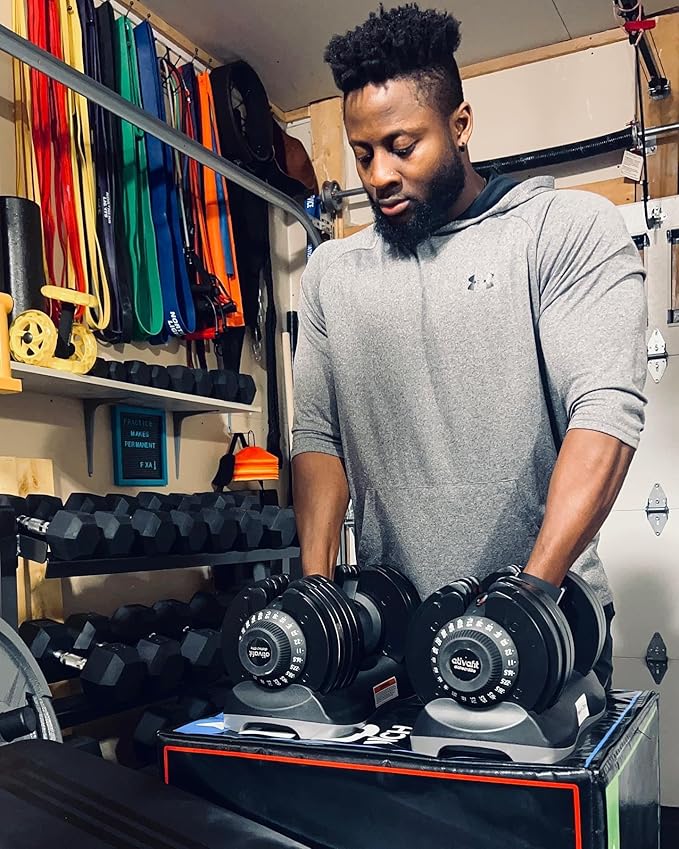 Ativafit 27.5/66/88LBS Pair Adjustable Dumbbell Set with Anti-slip Handle 12 In 1 Quick Dial Adjustment Weights With Safety Locking Button Space Saving Strength Training for Full Body Home Gym Workout-StrideForce Fitness