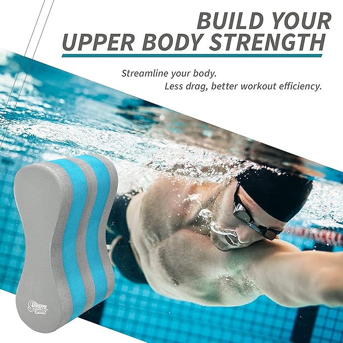 Sunlite Sports EVA 5-Layer Pull Buoy Leg Float - Pool Training Aid, Legs and HIPS Support for Adults, Kids, and Beginners, for Swimming Stroke-StrideForce Fitness