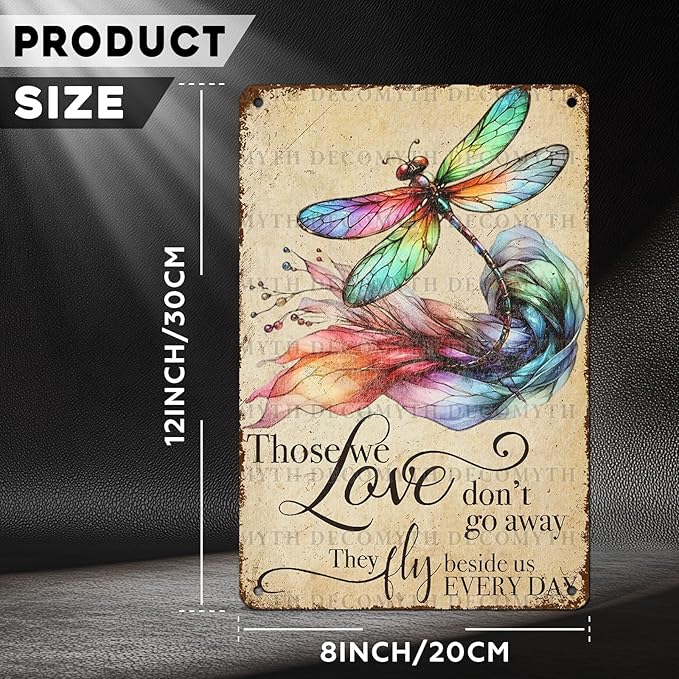 Vintage Tin Sign Those We Love Don't Go Away They Fly Belive Us Every Day Tin Sign for Home Farm Outdoor Bathroom Restaurant Cafes Bars Club Kitchen Garage Art Wall Decor 12 * 8inch-StrideForce Fitness