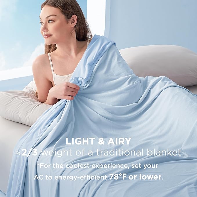 Bedsure Summer Cooling Blanket Queen Size for Hot Sleepers with Sports Mesh Design, Arc-Chill Q-Max 0.4 Lightweight Breathable Ice Cold Blanket for Night Sweats, 90 x 90 Inches, Mesh Blue-StrideForce Fitness