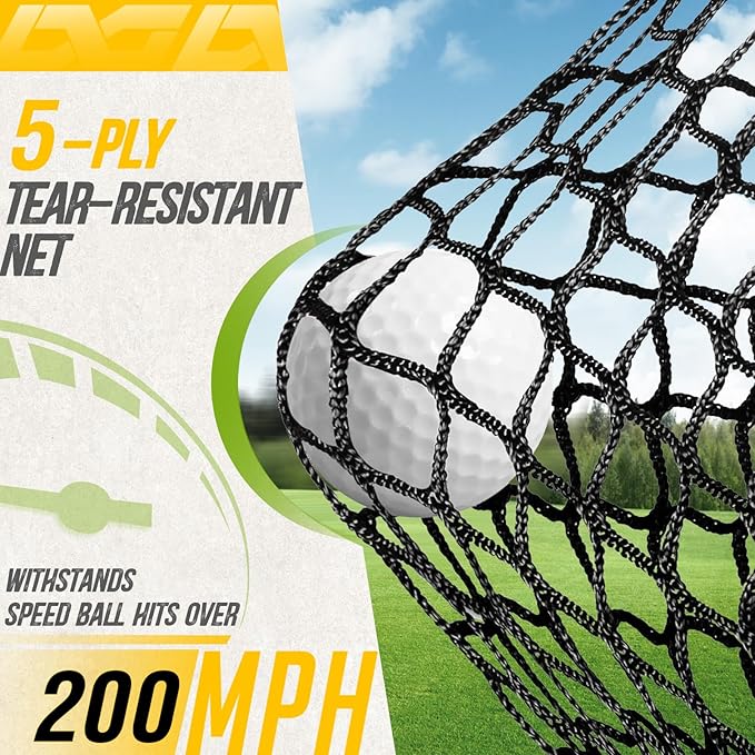 PodiuMax Golf Net, 10x7ft Golf Practice Net with Noise Reduce Silk Target Driving Real Balls, Hitting Nets for Backyard Garage, Improve Chipping Putting Pitching, Gift for Men & Golfers-StrideForce Fitness