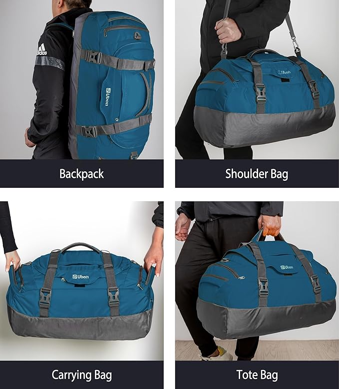 Ubon Large Duffel Bag Weekender Bags with Shoe Compartments 4-Way Sports Gym Backpack with Padded Straps Camping Traveling Duffle Bag-StrideForce Fitness