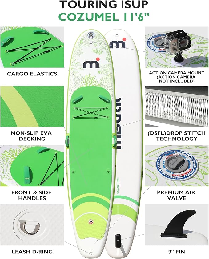 Mistral Stand Up Paddle Board, 11'6 x31''x6'' Inflatable SUP with Premium Paddleboard Accessories, Carry Bag, Dual Action Pump, Paddle, Leash, Wide Stable Design, Non-Slip Deck for Adults & Youth-StrideForce Fitness