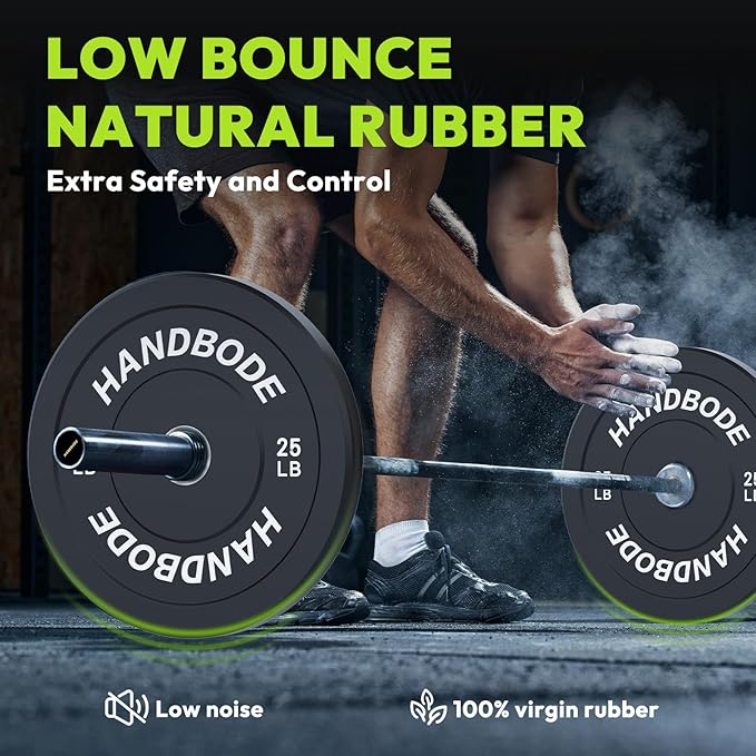 Bumper Plates 2 - Inch Olympic Weight Plate Set for Barbell, 10-55 lb Rubber Weights Sets for Home Gym, Strength Training Plate, Weight Lifting, Black-StrideForce Fitness