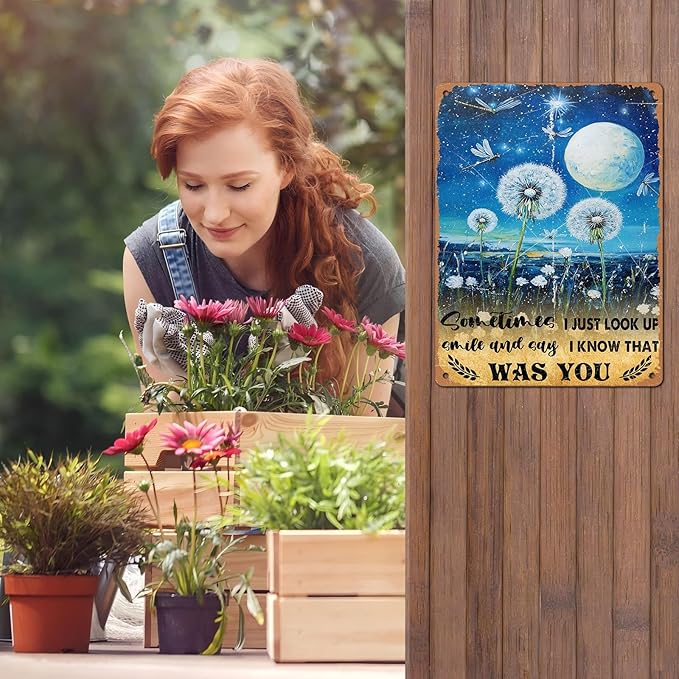 Vintage Dragonfly Tin Sign Sometimes I Just Look Up Smile and Say I Know That was You Retro Metal Poster Funny Wall Art Cafe Office Bar Plub Club Toilet Farm Room Garden Plaque 12 * 16inch-StrideForce Fitness