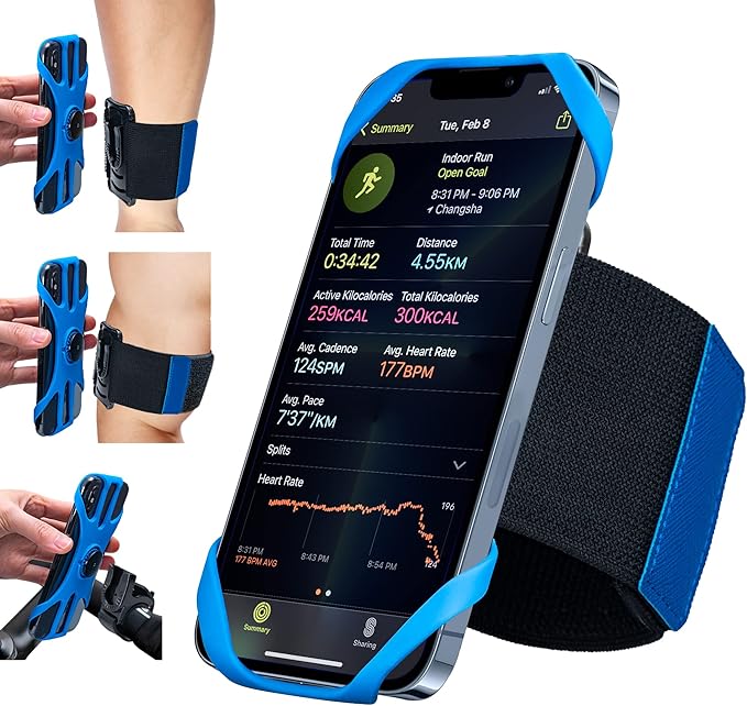 Cikyner Running Armband : 3 in 1 Sports Phone Holder - 360 Rotatable & Detachable for 4.5-7'' iPhone - Gym Running Hiking-StrideForce Fitness